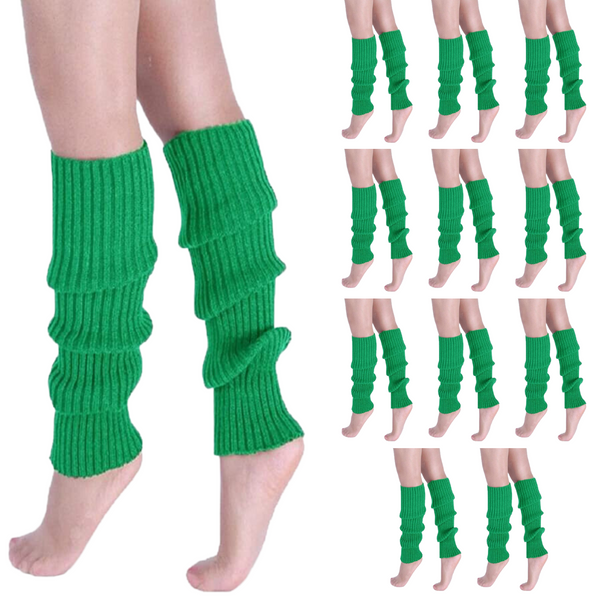 12X Knitted Womens Costume Neon Dance Party 80S Bulk Black Leg Warmers