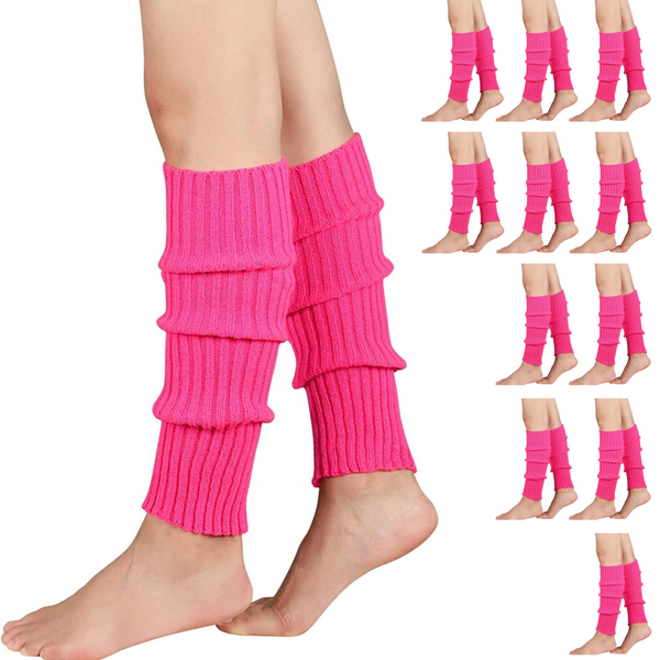 12X Knitted Womens Costume Neon Dance Party 80S Bulk Black Leg Warmers