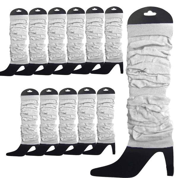 12 Knitted Womens Neon Party Ankle Fluro Dance Costume 80S Bulk Black Leg Warmers