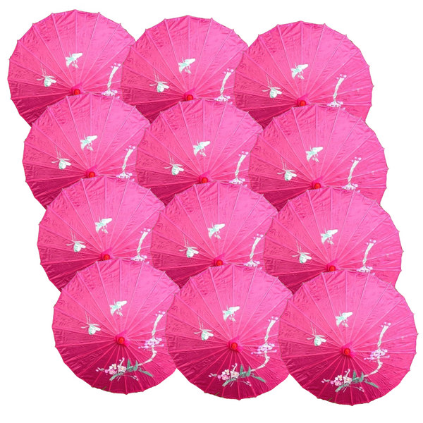 12X Parasol Umbrella Chinese Japanese Bamboo Flower Pattern 80Cm Large Bulk Assorted Colour Pack Party Decorations