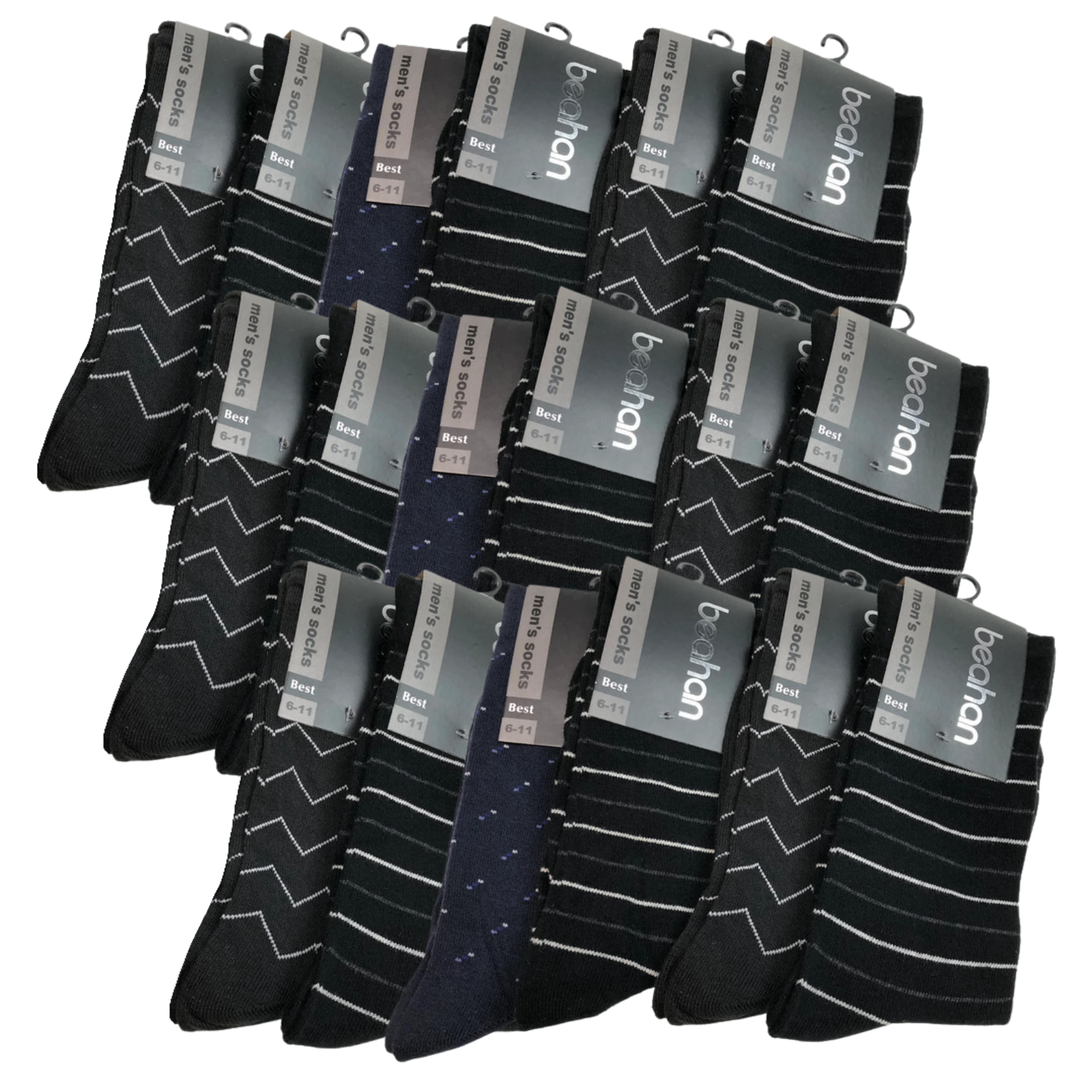 Br Apparel 18 Pairs Cotton Business Men's Dress Crew Plain Work Casual Bulk Assorted 6 11 Socks