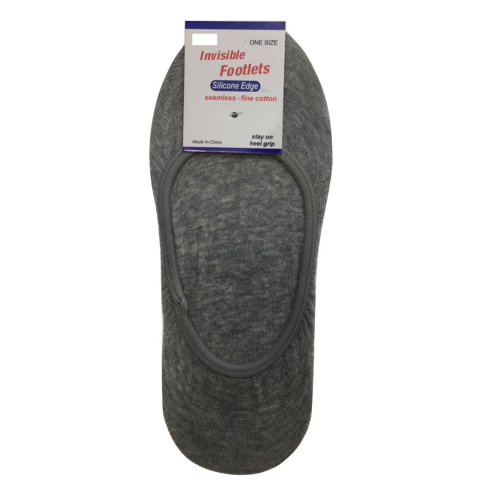 Br Apparel No Show Cotton Low Cut Invisible Non Slip Heel Grip Grey Unisex Socks