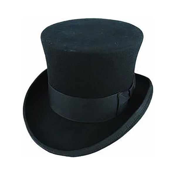5.5" Premium Mad Hatter Top 100% Australian Wool Felt Magician Tuxedo Cap Black 59Cm Hats