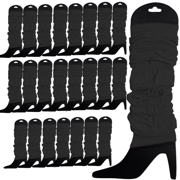 24 Knitted Womens Neon Party Ankle Fluro Dance Costume 80S Bulk Black Leg Warmers