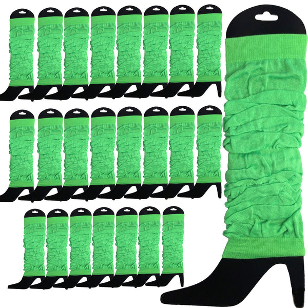 24 Knitted Womens Neon Party Ankle Fluro Dance Costume 80S Bulk Black Leg Warmers