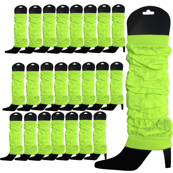 24 Knitted Womens Neon Party Ankle Fluro Dance Costume 80S Bulk Black Leg Warmers