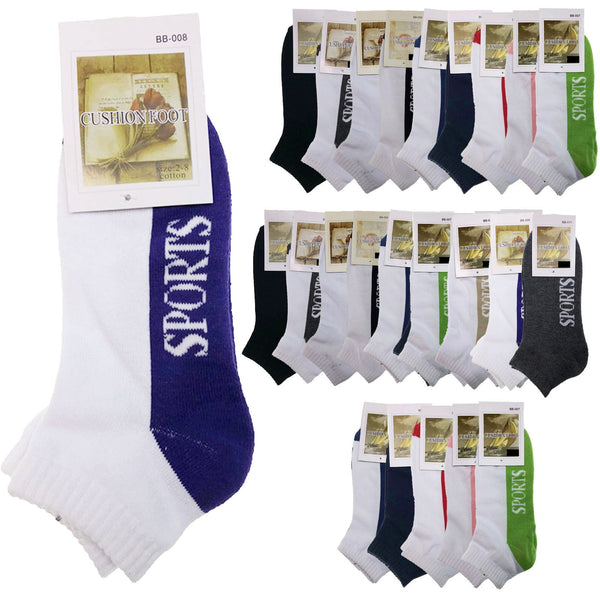Br Apparel Cotton Ankle Socks Low Cut Cushioned Sport Running Bulk Pack 24 Pairs Womens Socks