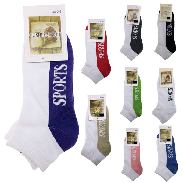 Br Apparel Cotton Ankle Socks Low Cut Cushioned Sport Running Bulk Pack 24 Pairs Womens Socks
