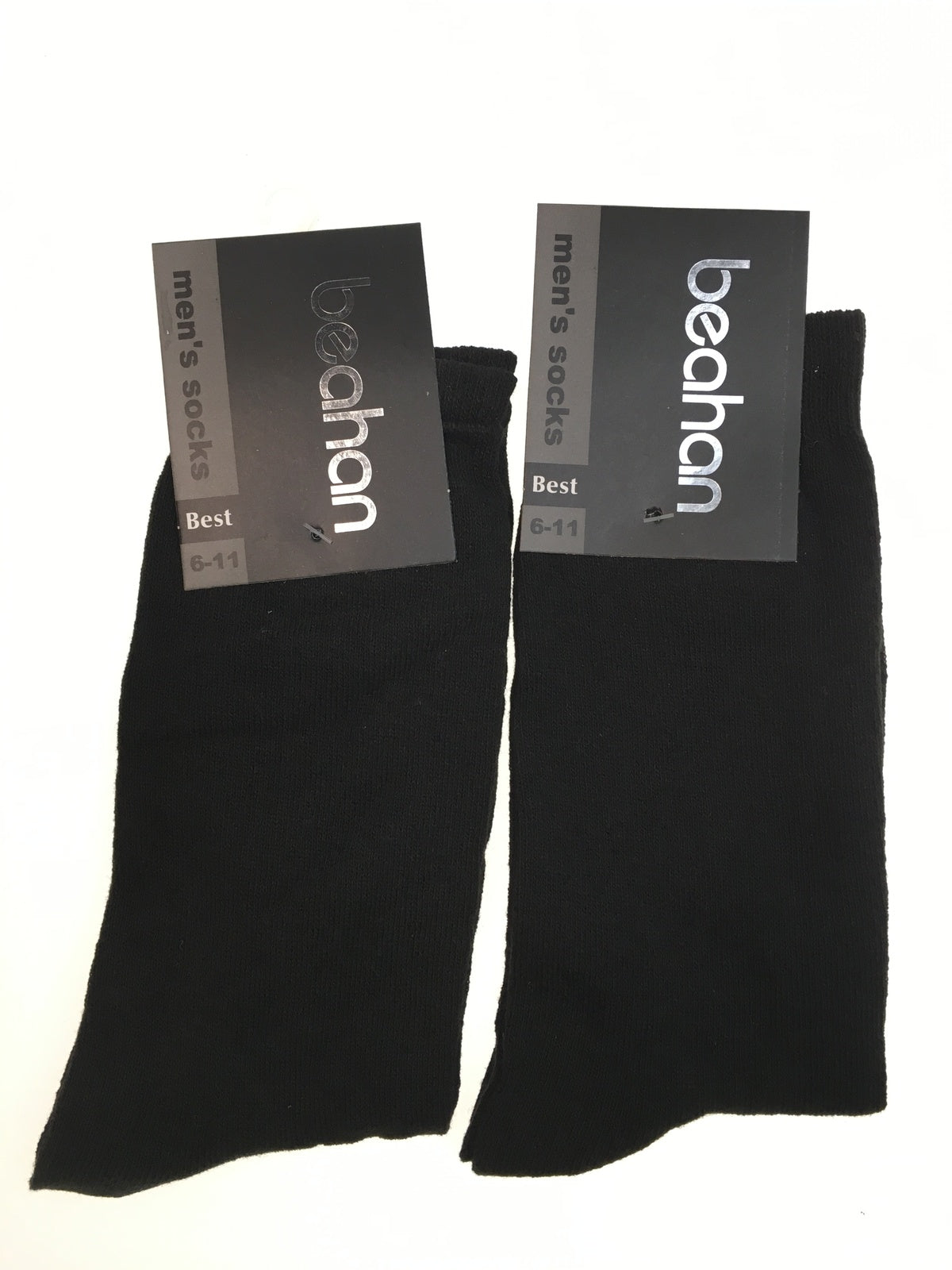 Br Apparel 2 Pairs Cotton Business Mens Dress Crew Plain Work Casual Black Size 6 11 Socks