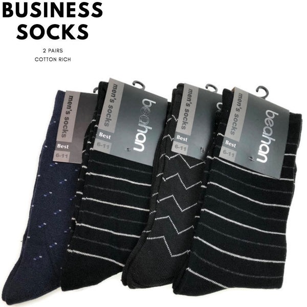 Br Apparel 2 Pairs Cotton Business Mens Dress Crew Plain Work Casual Black Size 6 11 Socks