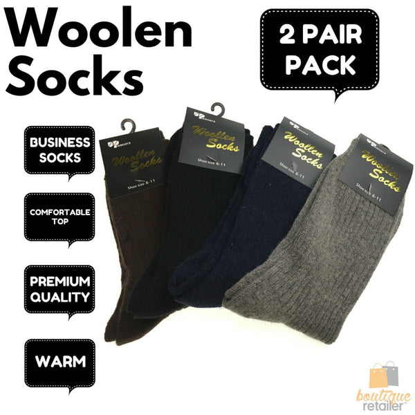 Br Apparel 2 Pairs Wool Blend Mens Soft Dress Thick Work Thermal Warm Cushion Foot Size 6 11 Socks