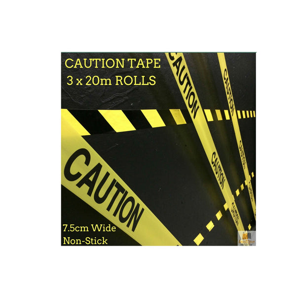 Br Safety 3X Caution Tape Yellow Warning Barricade Industrial Strip Non Stick 20M Caution & Flagging Tapes