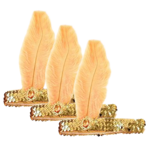 Br Costumes 3X 1920S Flapper Headband Headpiece Feather Sequin Charleston Gatsby Gold/Orange Hair Accessories