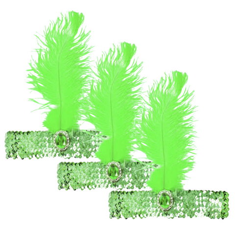 Br Costumes 3X 1920S Flapper Headband Headpiece Feather Sequin Charleston Gatsby Green Hair Accessories