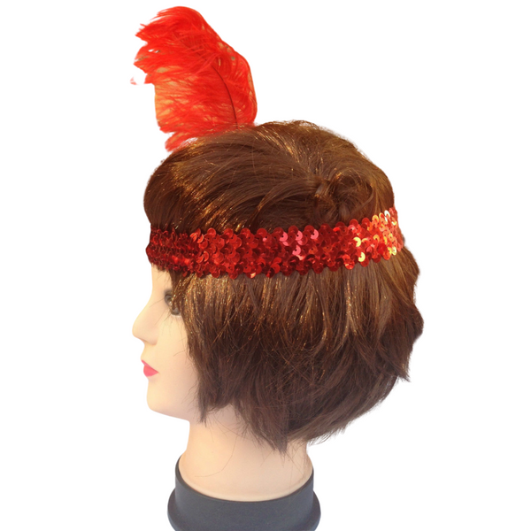 Br Costumes 3X 1920S Flapper Headband Headpiece Feather Sequin Charleston Gatsby Red Hair Accessories