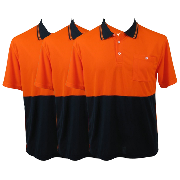 Br Apparel 3X Hi Vis Polo Shirt Top Tee Safety Workwear Short Sleeve Breathable Mesh Bulk Orange/Navy 3Xl (24) Other Safety & Protective Gear