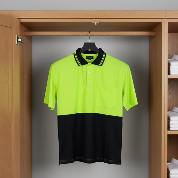 3X Hi Vis Polo Shirt Top Tee Safety Workwear Short Sleeve Breathable Mesh Bulk Yellow/Navy (16) T Shirts