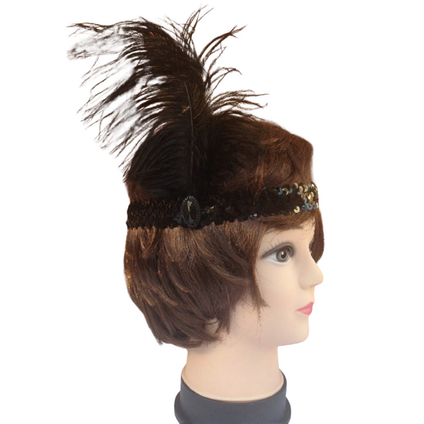 Br Costumes 6X 1920S Flapper Headband Headpiece Feather Sequin Charleston Party Bulk Black Headbands