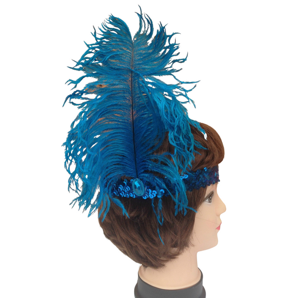 Br Costumes 6X 1920S Flapper Headband Headpiece Feather Sequin Charleston Party Bulk Blue Headbands