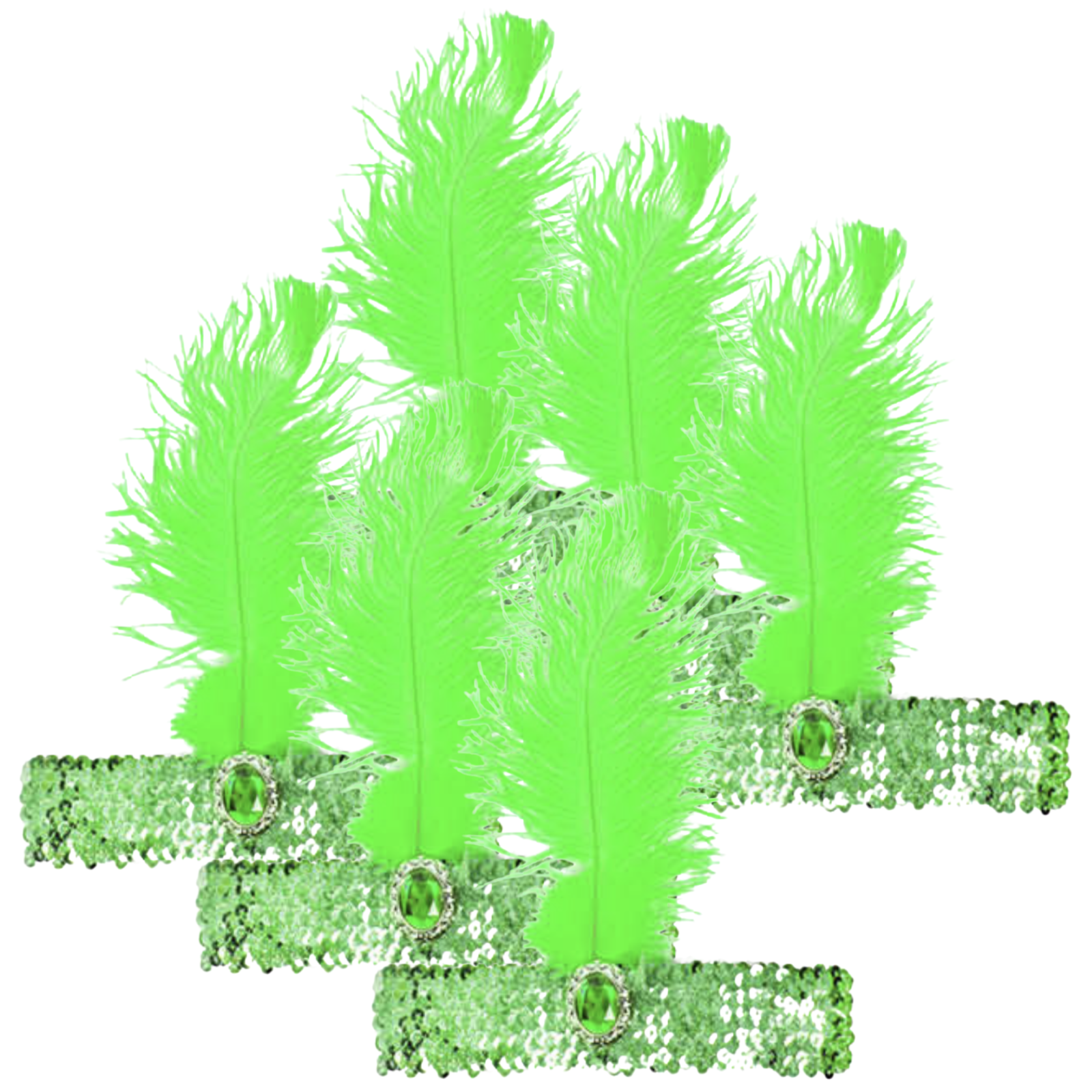 Br Costumes 6X 1920S Flapper Headband Headpiece Feather Sequin Charleston Party Bulk Green Headbands