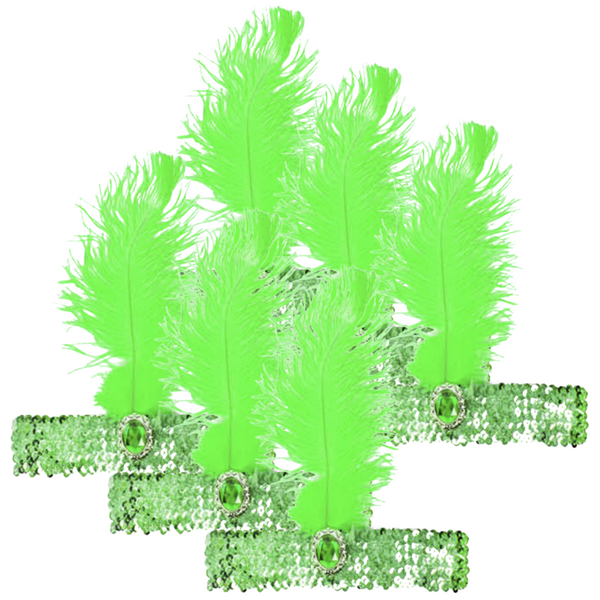 Br Costumes 6X 1920S Flapper Headband Headpiece Feather Sequin Charleston Party Bulk Green Headbands