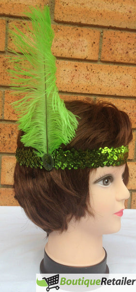 Br Costumes 6X 1920S Flapper Headband Headpiece Feather Sequin Charleston Party Bulk Green Headbands