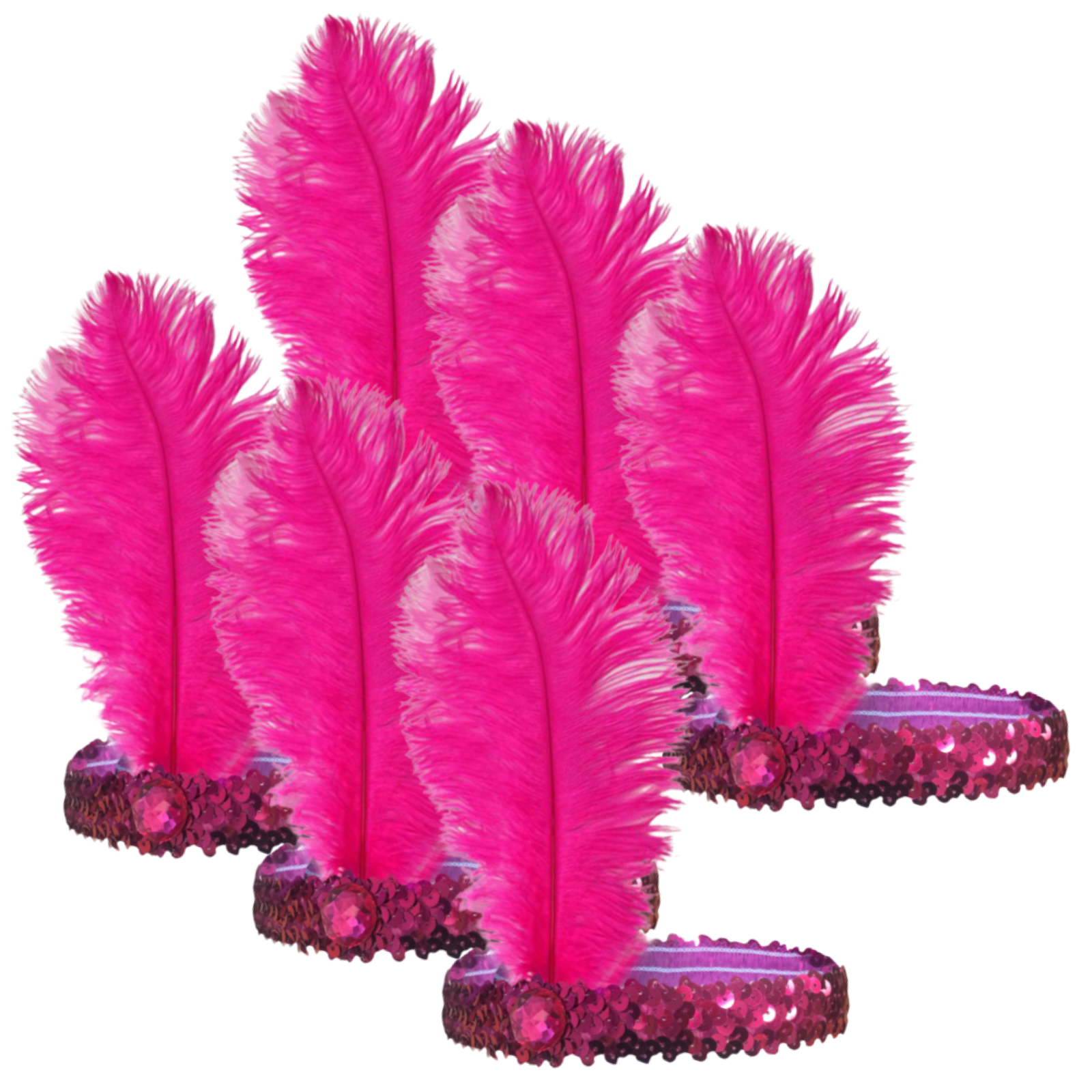 Br Costumes 6X 1920S Flapper Headband Headpiece Feather Sequin Charleston Party Bulk Hot Pink Vintage Glamour Roaring Twenties Dance Headbands