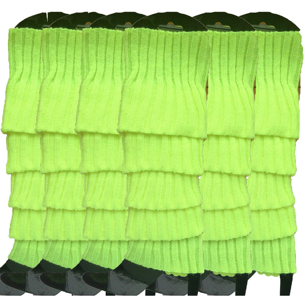 6X Womens Disco Winter Knit Dance Party Crochet Legging Socks Costume Assorted Pack Leg Warmers