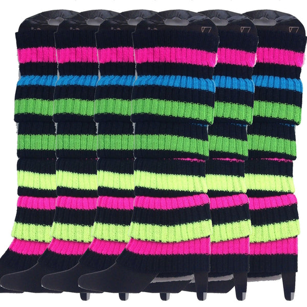 6X Womens Disco Winter Knit Dance Party Crochet Legging Socks Costume Assorted Pack Leg Warmers