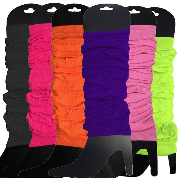 6X Knitted Womens Neon Party Ankle Fluro Dance Costume 80S Bulk Assorted Pack Leg Warmers