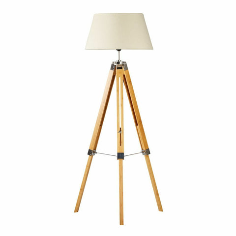 Br Home Large Tripod Floor Lamp Linen Shade Modern Light Bamboo Retro Floor Lamps