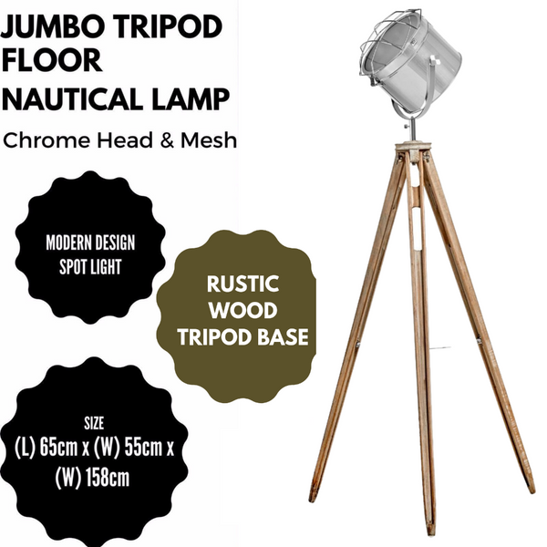 Br Home Nautical Tripod Floor Lamp Search Light Modern Chrome Head With Mesh Lamps