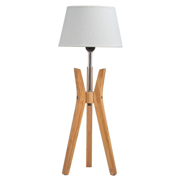 Br Home Bamboo Tripod Table Lamp Desk Modern Rustic Geo Light W Linen Shade Lamps