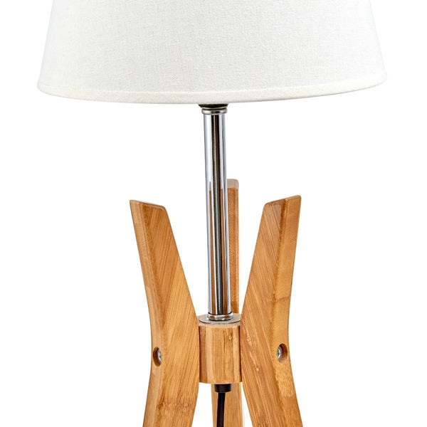 Br Home Bamboo Tripod Table Lamp Desk Modern Rustic Geo Light W Linen Shade Lamps
