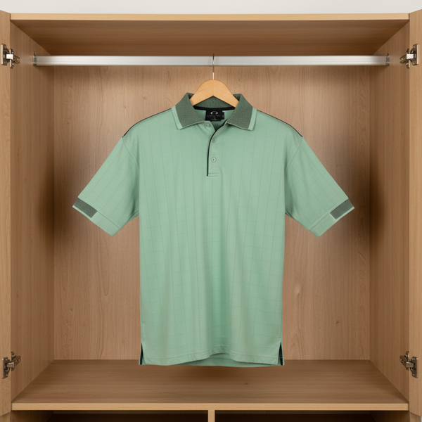 Mens Noosa Self Check Polo Shirt High Quality Breathable Top Casual Mint/Navy T Shirts