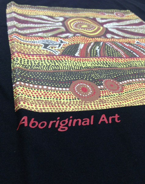 Br Apparel Mens Australia T Shirt Aboriginal Art 100% Cotton Souvenir Indigenous Tee Black Large T Shirts