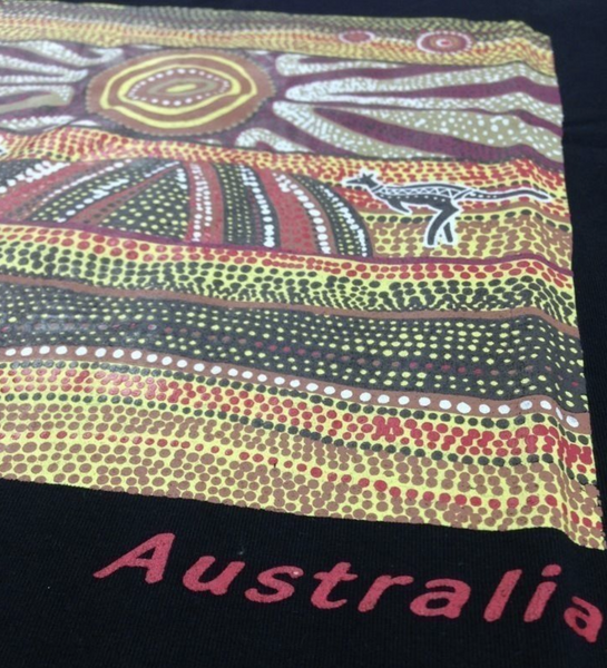 Br Apparel Mens Australia T Shirt Aboriginal Art 100% Cotton Souvenir Indigenous Tee Black Large T Shirts