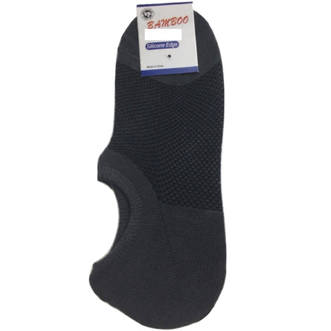 1 Pair No Show Bamboo Non Slip Heel Grip Low Cut Invisible Footlet Charcoal Socks