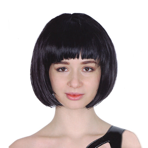 Br Costumes Bob Wig Short Straight Fringe Cosplay Party Womens Hair Black Wigs Facial Hair
