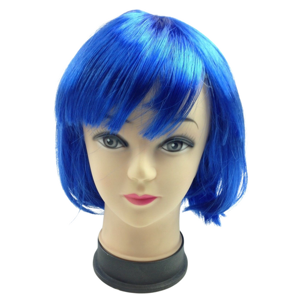 Br Costumes Bob Wig Short Straight Fringe Cosplay Party Full Hair Womens Fancy Dress Blue Wigs Facial Hair