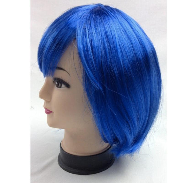 Br Costumes Bob Wig Short Straight Fringe Cosplay Party Full Hair Womens Fancy Dress Blue Wigs Facial Hair