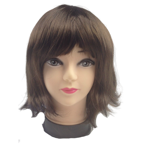 Br Costumes Bob Wig Short Straight Fringe Cosplay Party Full Hair Womens Fancy Dress Brown Wigs Facial Hair