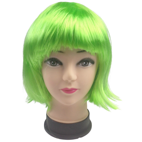 Br Costumes Bob Wig Short Straight Fringe Cosplay Party Full Hair Womens Fancy Dress Green Wigs Facial Hair
