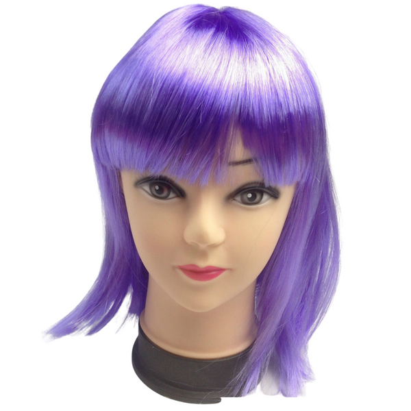 Br Costumes Bob Wig Short Straight Fringe Cosplay Party Full Hair Womens Fancy Dress Purple Wigs Facial Hair