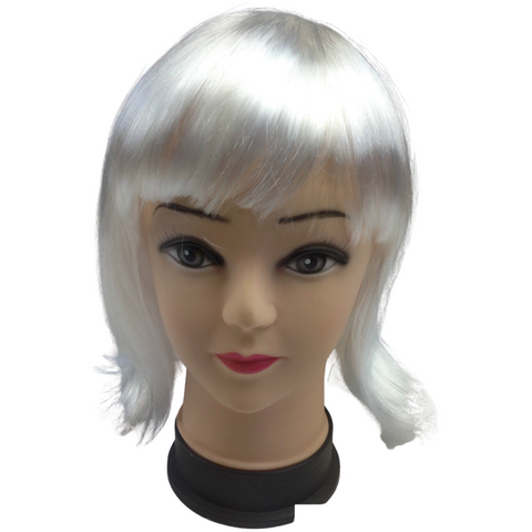 Br Costumes Bob Wig Short Straight Fringe Cosplay Party Full Hair Womens Fancy Dress White Wigs Facial Hair