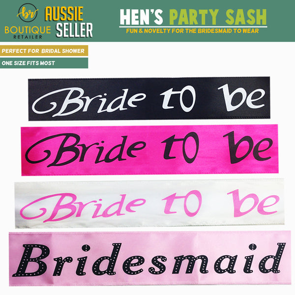 Br Costumes Hen's Night Sash Party Girls Wedding Bridesmaid Bridal To Be Satin Sashes (Hot Pink) Belts & Sashes