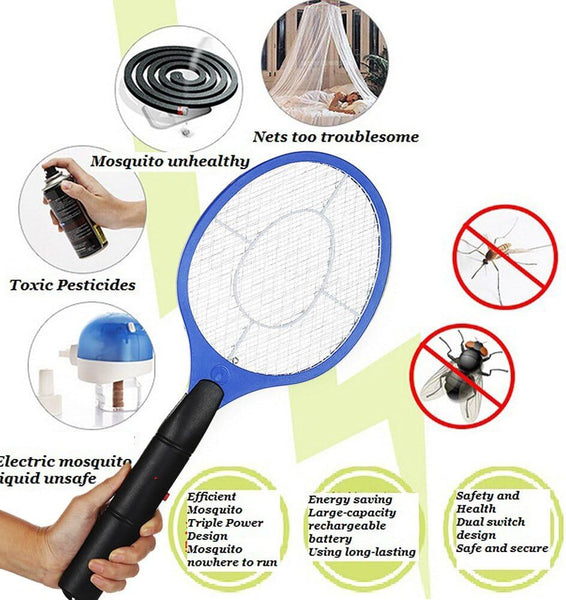Br Outdoor 4X Bug Zapper Racket Fly Mosquito Pest Swatter Net Racquet Electric Insect Killer Insect Nets & Repellents
