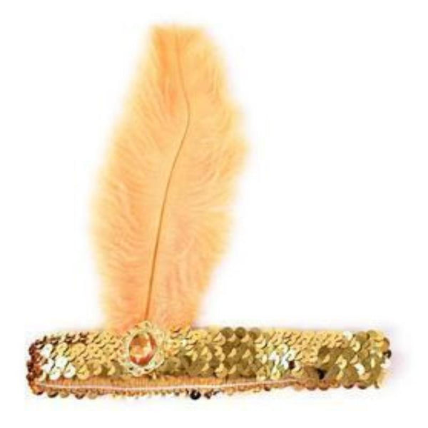 Br Costumes 1920S Flapper Headband Headpiece Feather Sequin Charleston Gatsby Dance Gold/Orange Hats