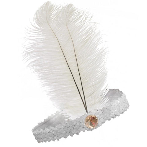 Br Costumes 1920S Flapper Headband Headpiece Feather Sequin Charleston Gatsby Dance White Hats