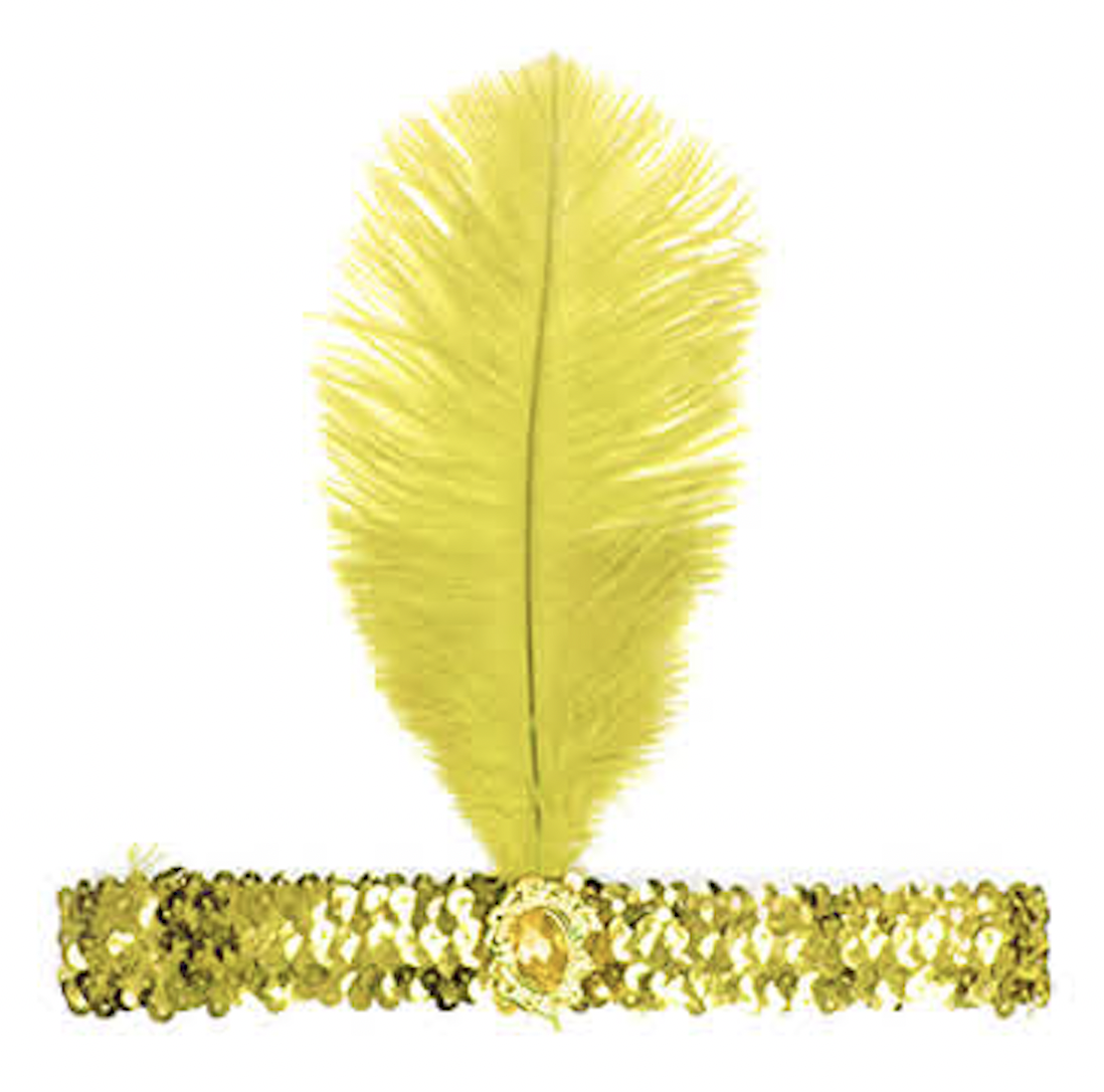 Br Costumes 1920S Flapper Headband Headpiece Feather Sequin Charleston Gatsby Dance Yellow Hats